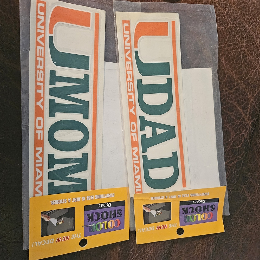 University of Miami U Mom and U Dad Decals - Orange and Green